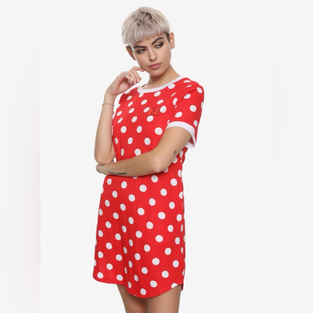 Disney Minnie Mouse Polka Dot T-Shirt Dress size small